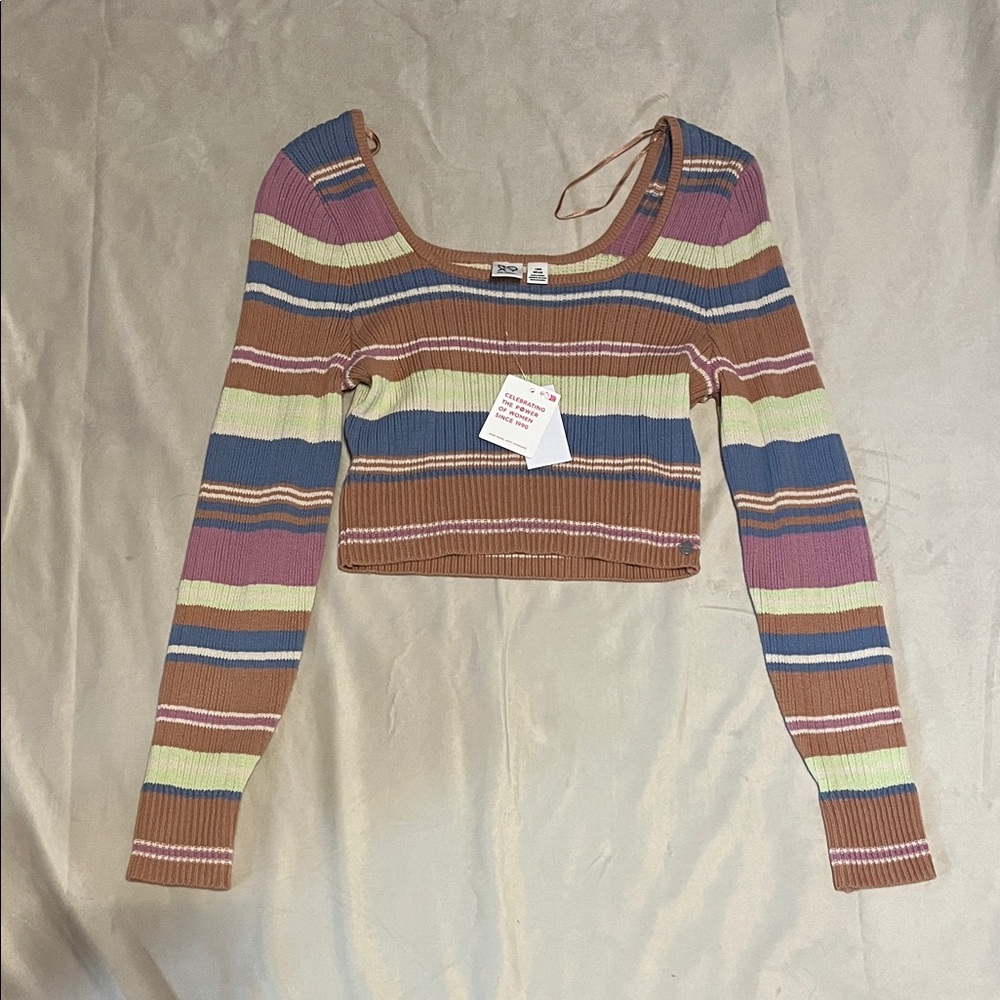 Roxy Multicolor Striped Ribbed Crop Top